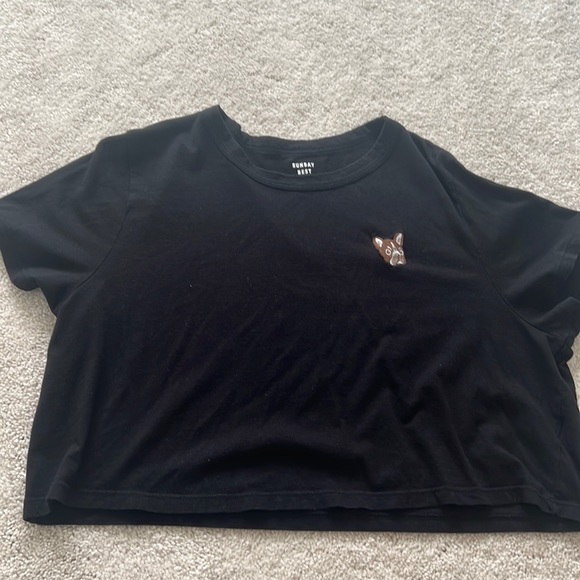 Aritzia Sunday Best Black Cropped Tee in Size Medium - Picture 1 of 3